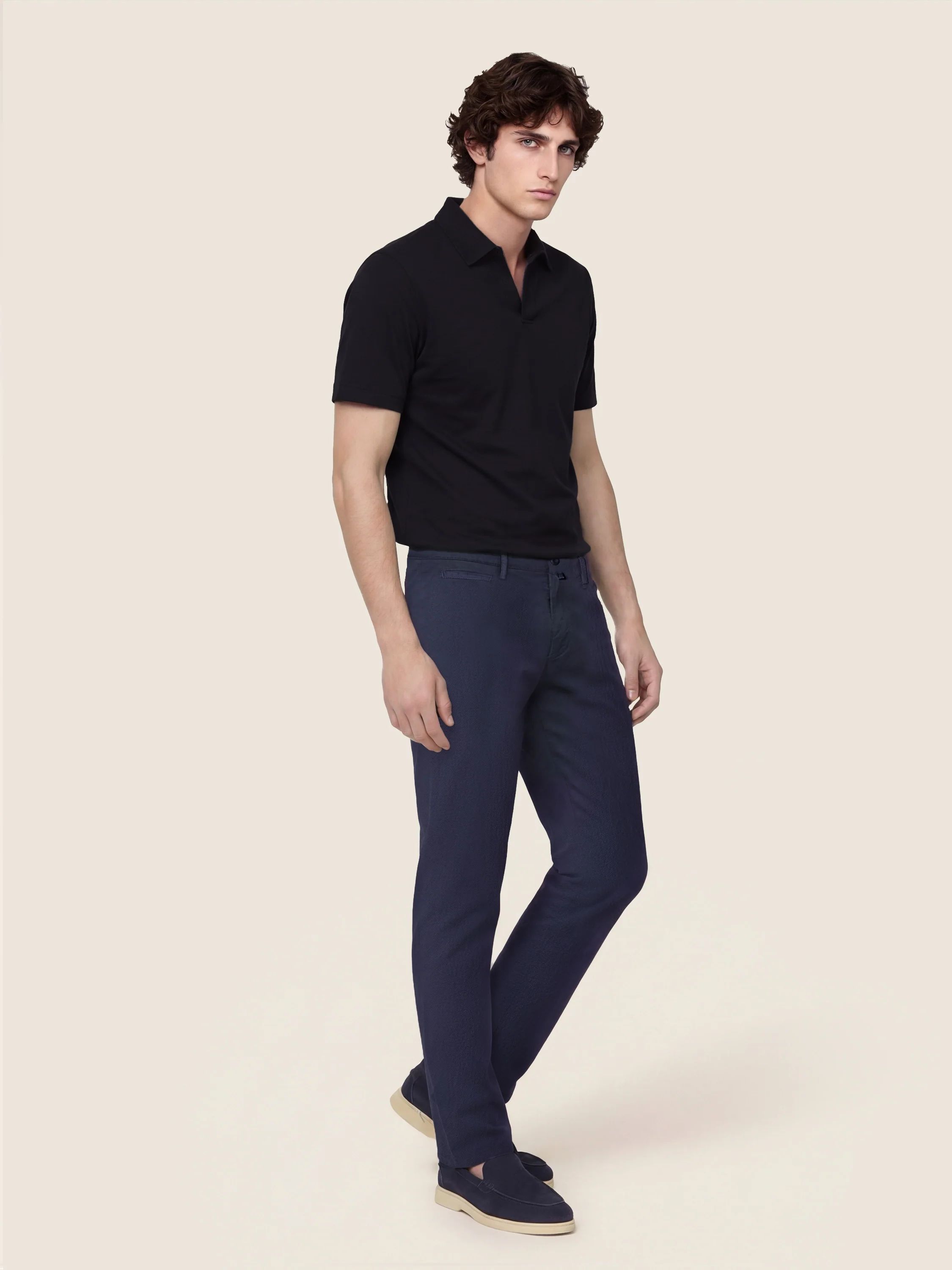 Bobby - Slim Chino Pants in Honeycomb Stretch Cotton - Image 2