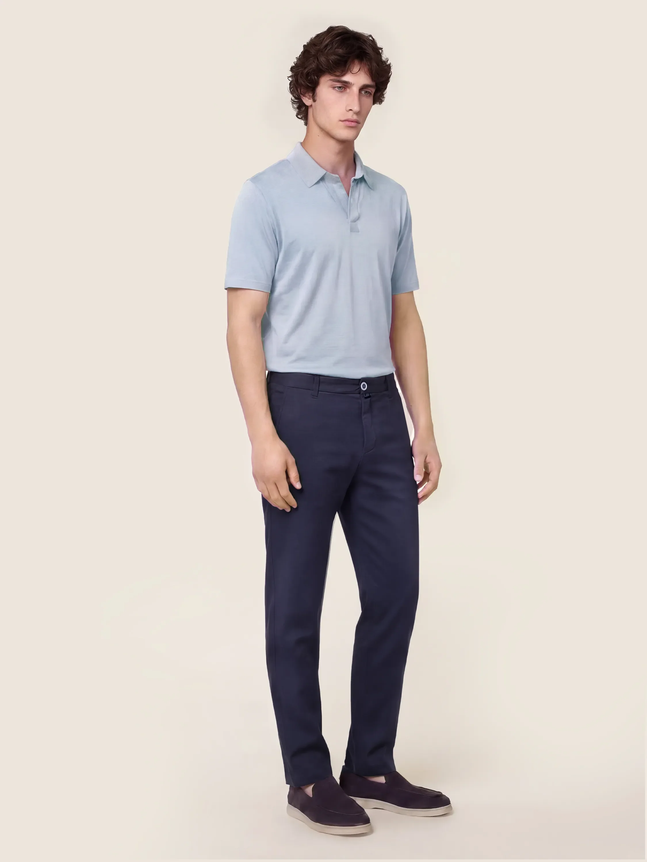 Gray – Pants in Cotton and Linen Stretch Gabardine - Image 2