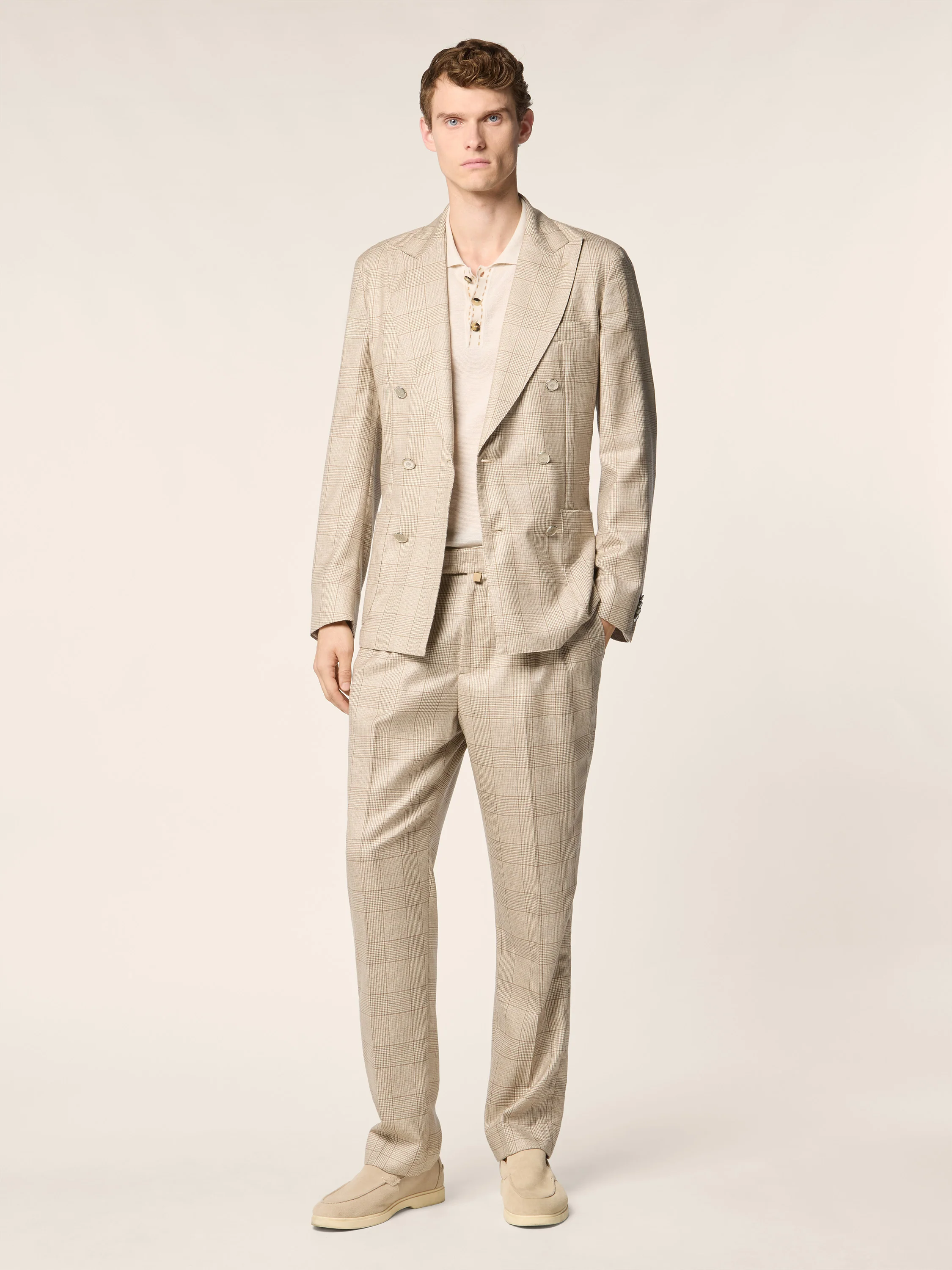 Lucas - Pants in Cashmere and Silk Prince of Wales Loro Piana - Image 2