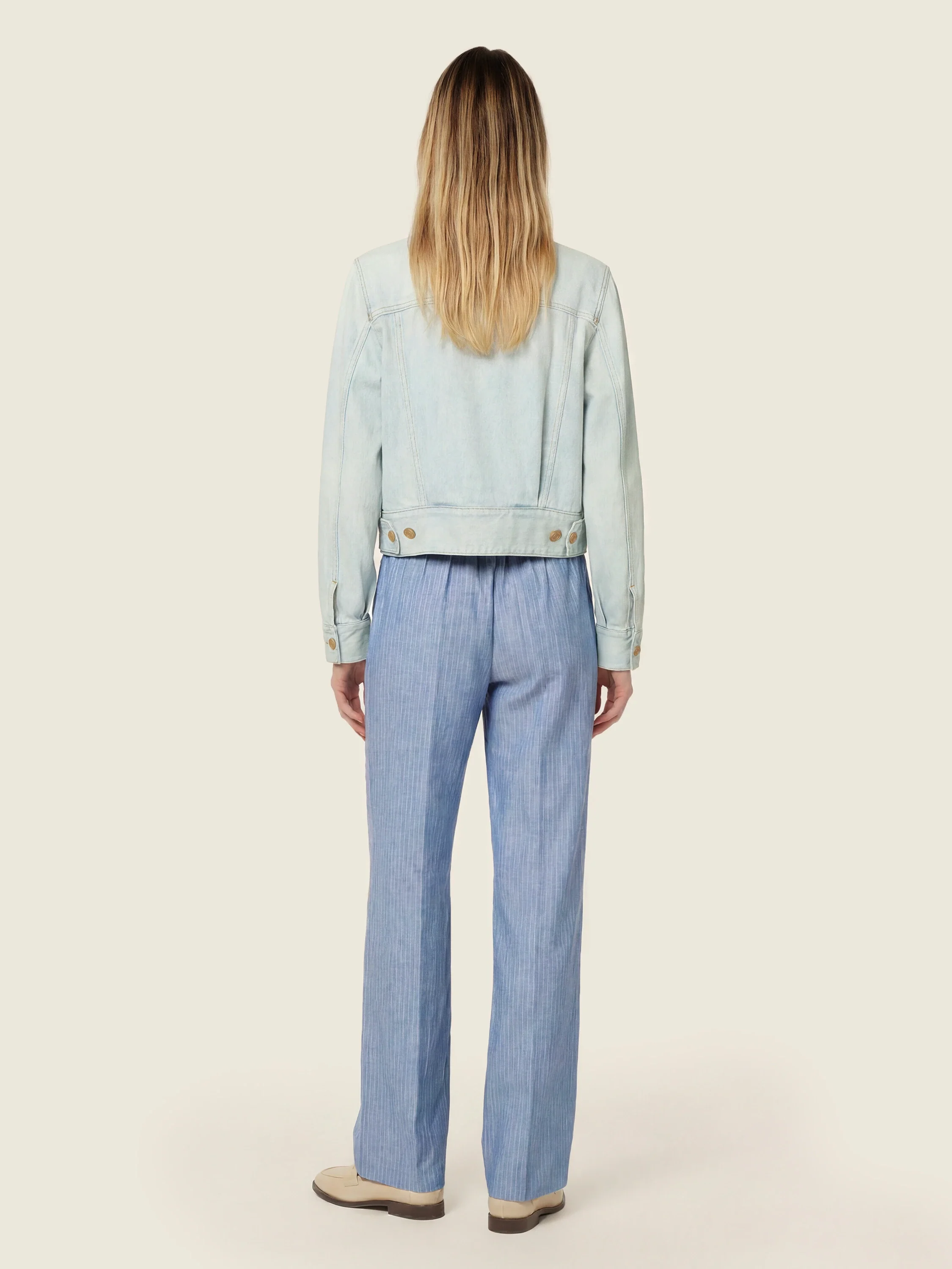 Marianne – Pants in Viscose-Linen Pinstripe Canvas - Image 3