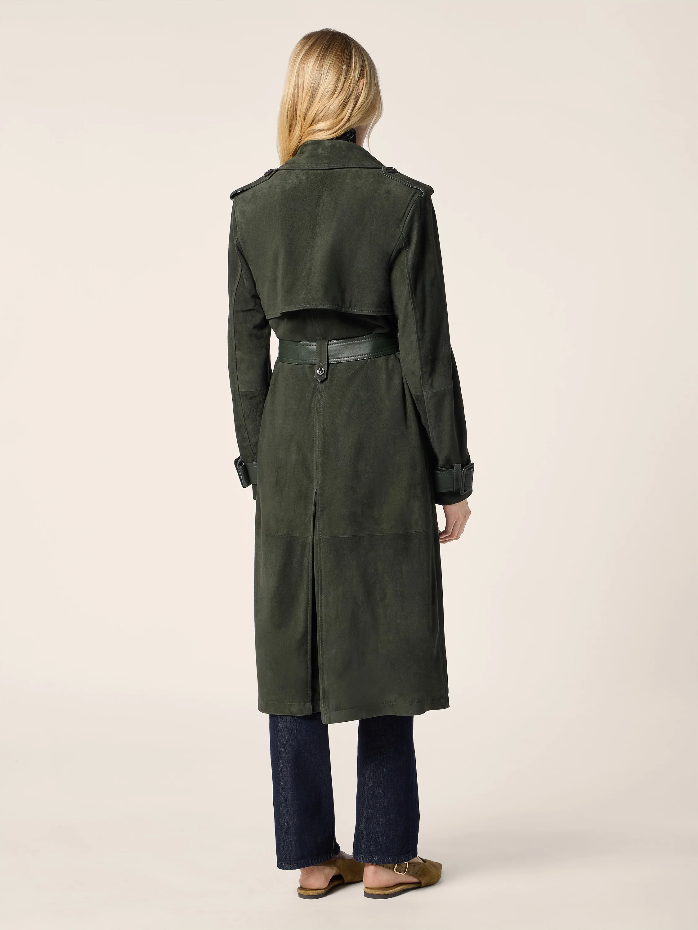 Suede and Leather Trench Coat - Image 3