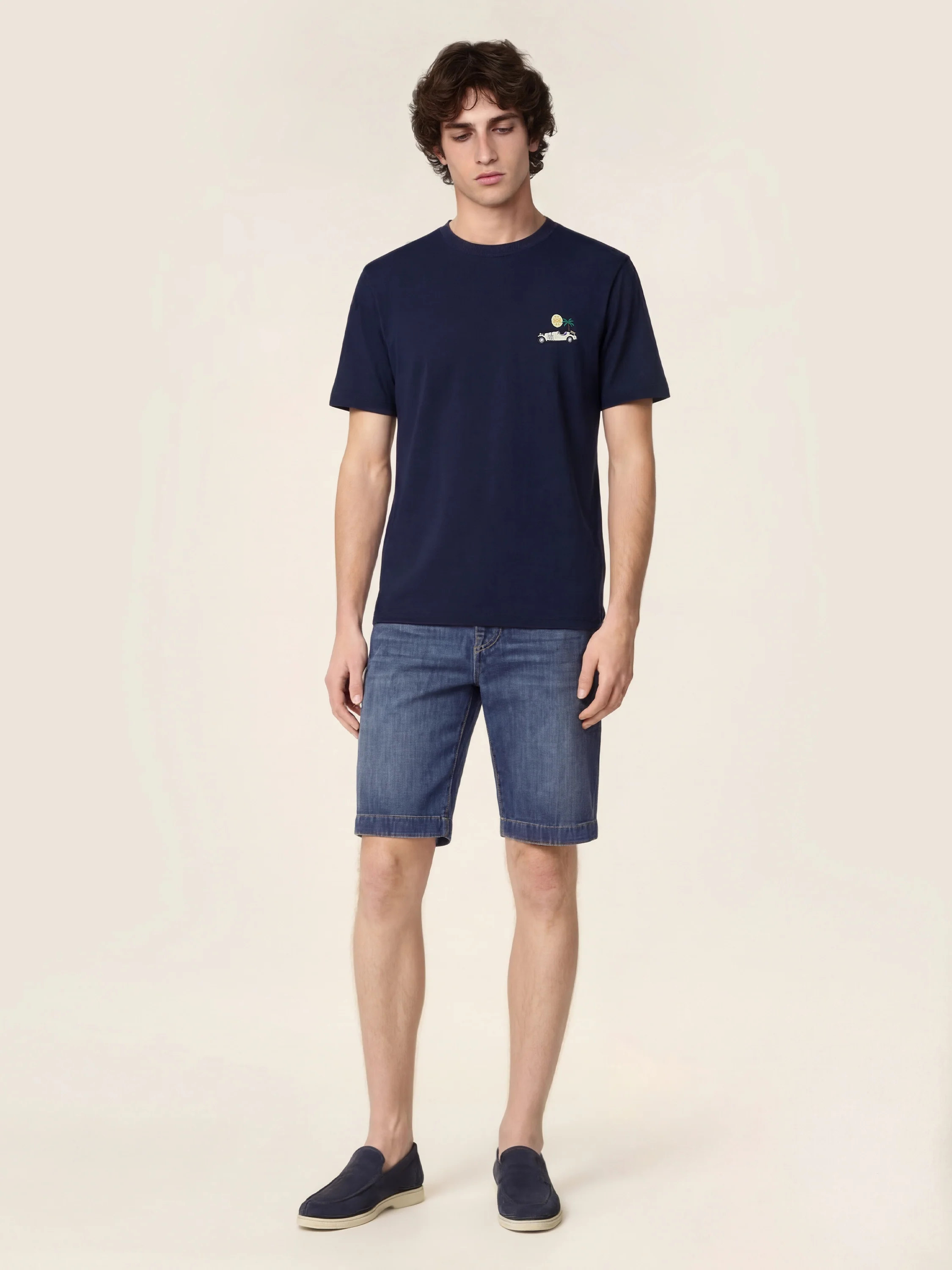 Nicolas – Bermuda in Cotton and Linen Stretch Denim - Image 2
