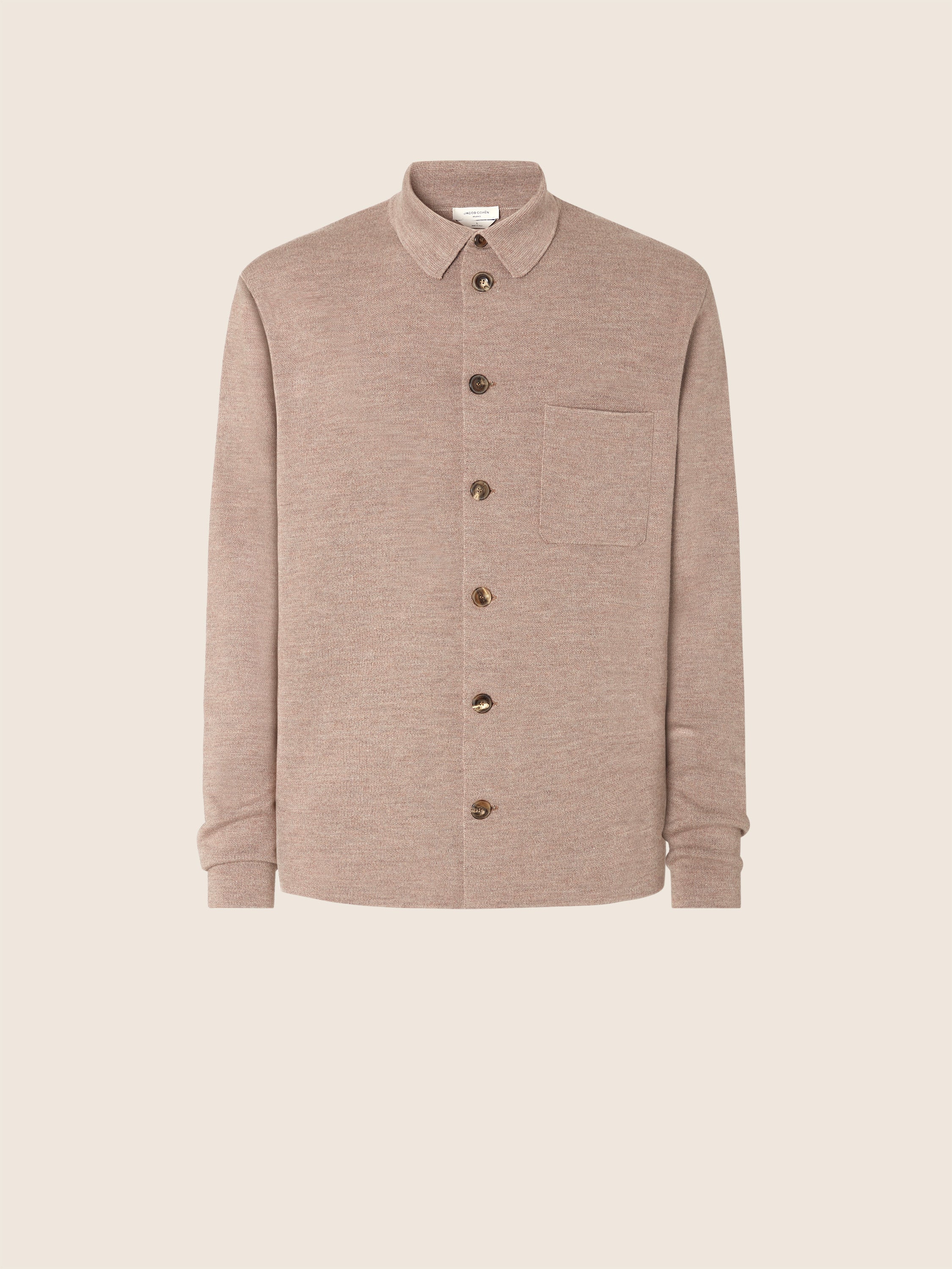 Shirt-Style Cardigan in Wool and Silk