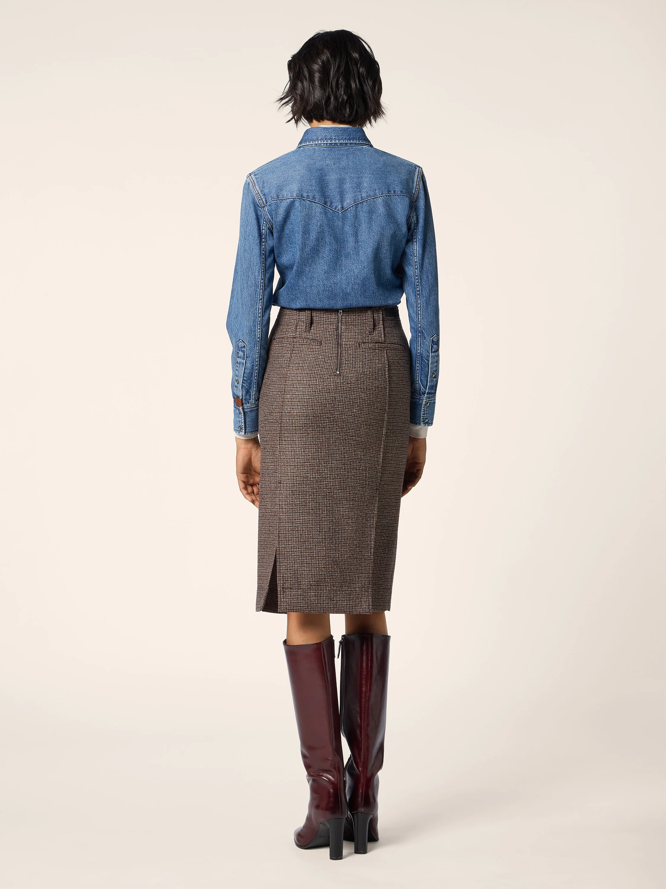 Houndstooth Wool Skirt - Image 3