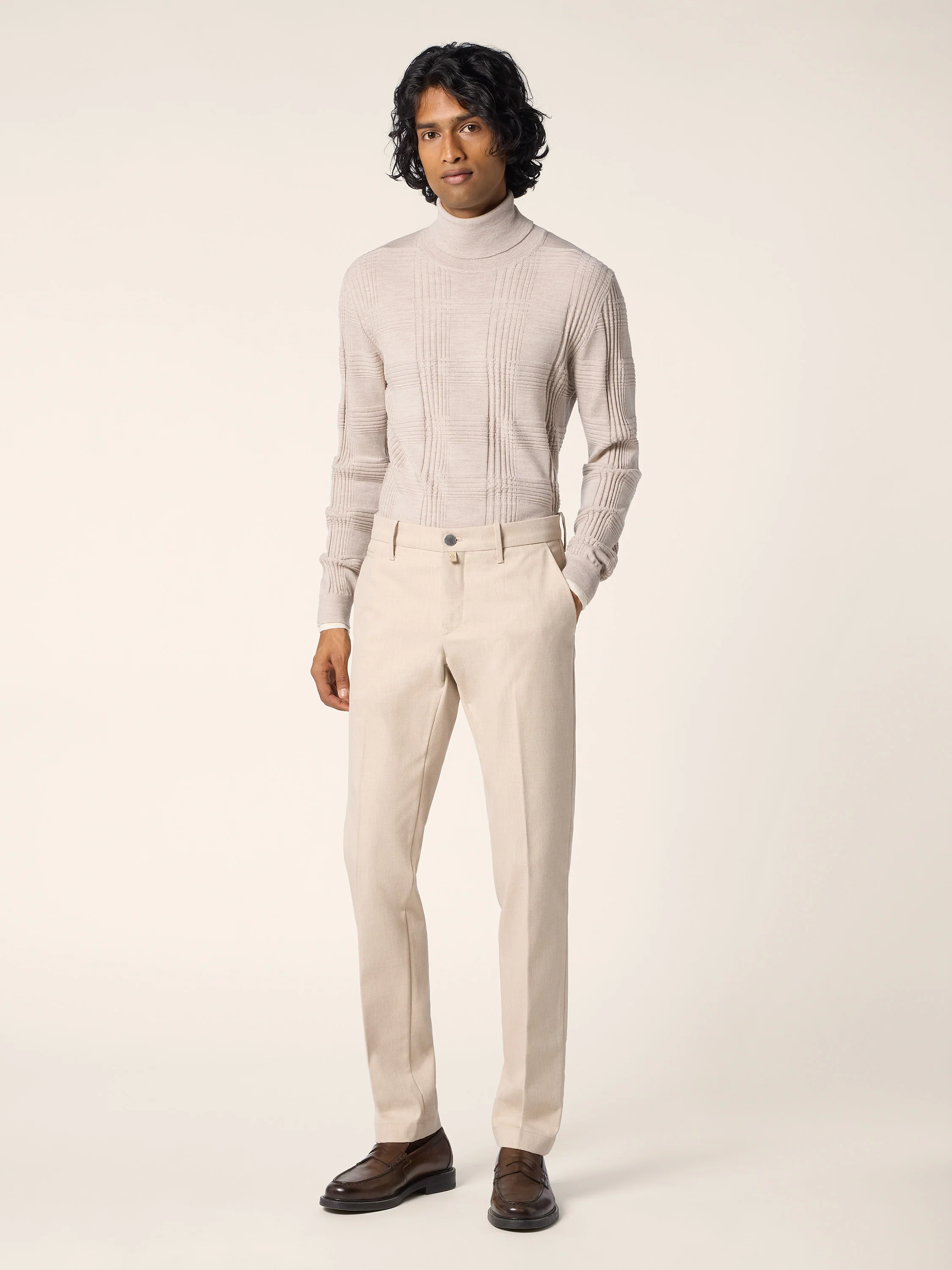 Check Wool Turtleneck Top - Image 2