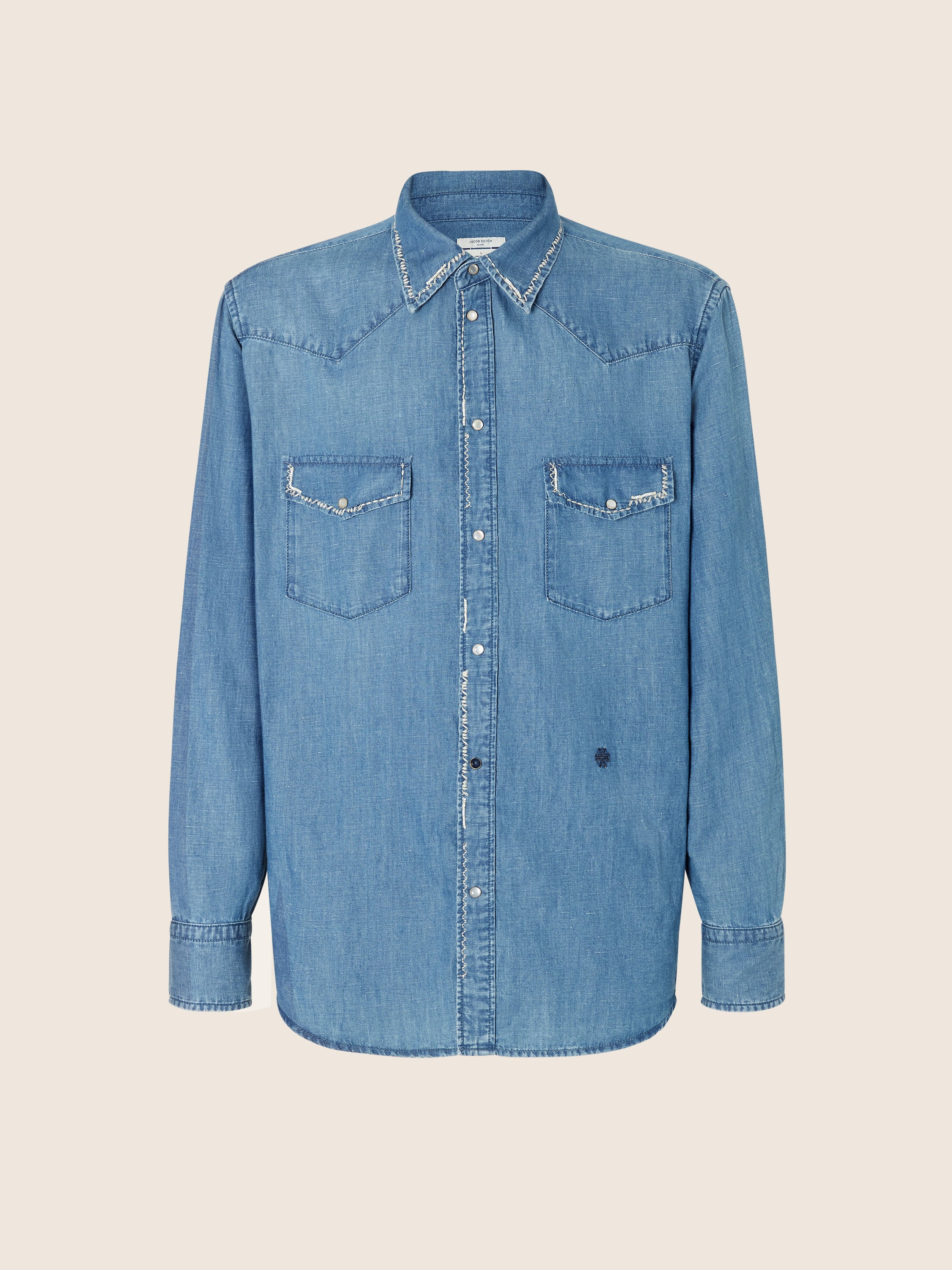 Western Shirt in Cotton-Linen Chambray